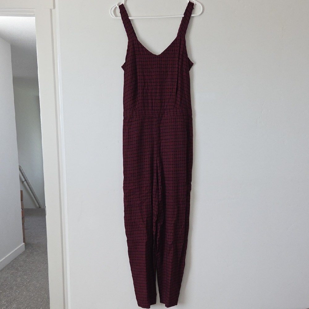 Madewell Burgundy Plaid Jumpsuit - Picture 2 of 6